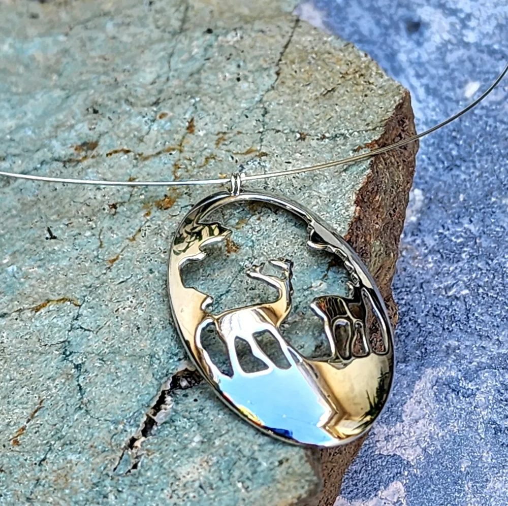 Deer Family Christmas Gift Hypoallergenic Jewelry Rhodium Minimalist